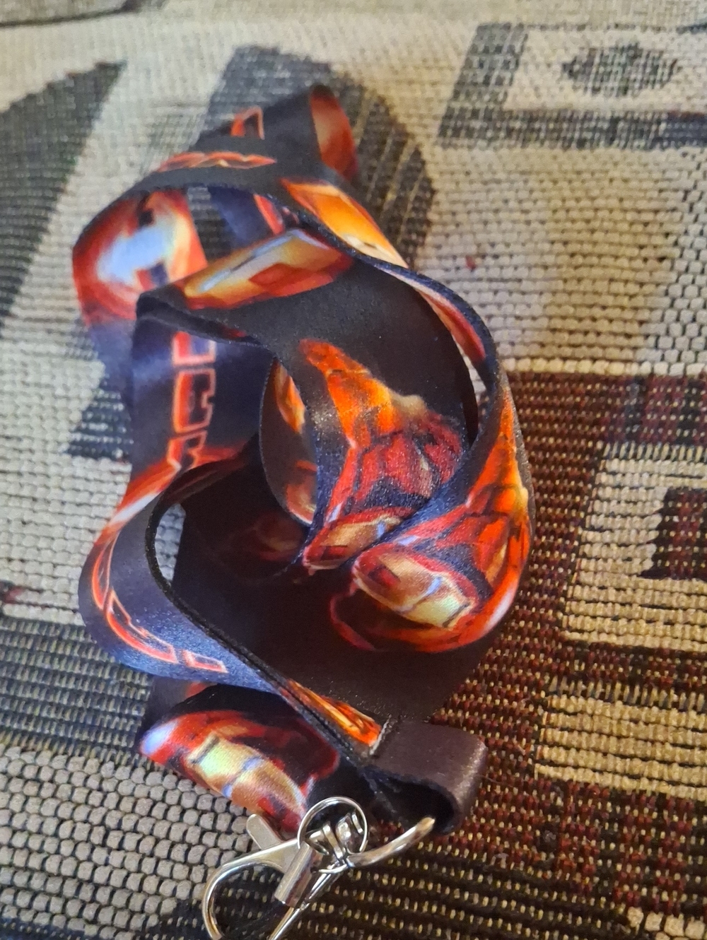 Marvel Black Lanyard with Orange and Yellow Flame Helmet Iron Man Tony Stark